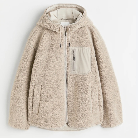 H&M Jackets & Blazers - BEIGE TEDDY JACKET EUC